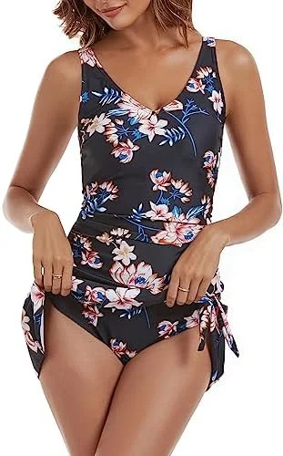 One Piece Tummy Control Swimdress for Women 