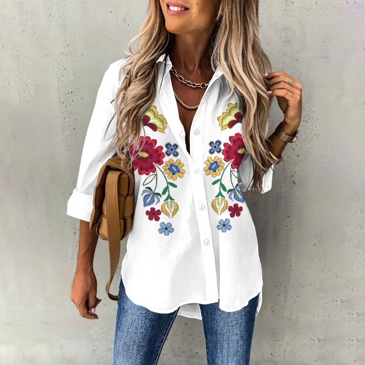 Comstylish Casual Floral Button Down Women'S Shirt