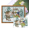 Elk And Snowman - 14CT Stamped Cross Stitch 38*29cm/14.96*11.42in