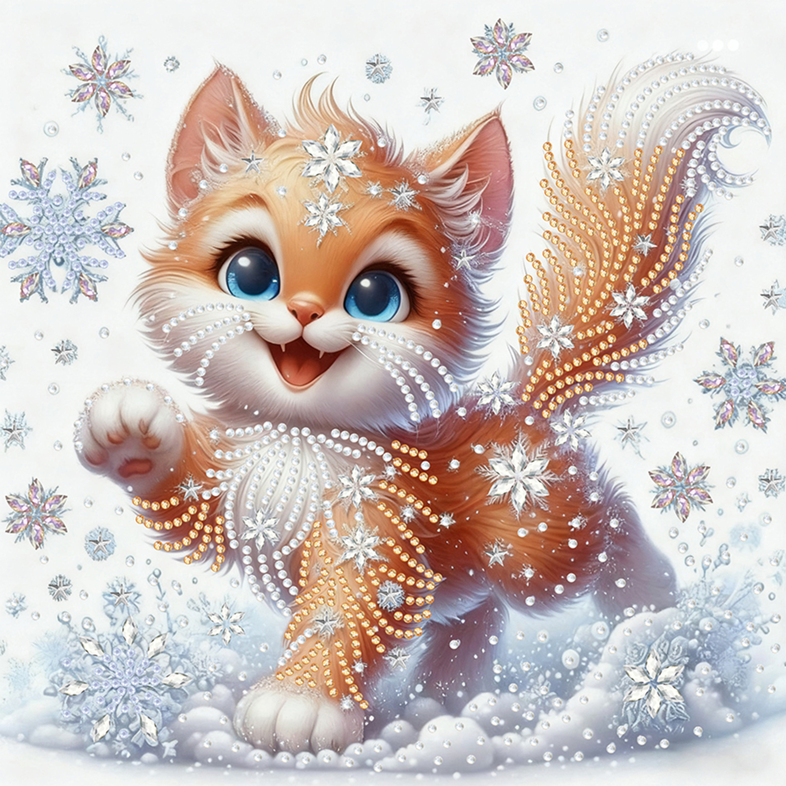 Snowflake Cat-Partial Special Shaped Diamond Painting 30*30CM