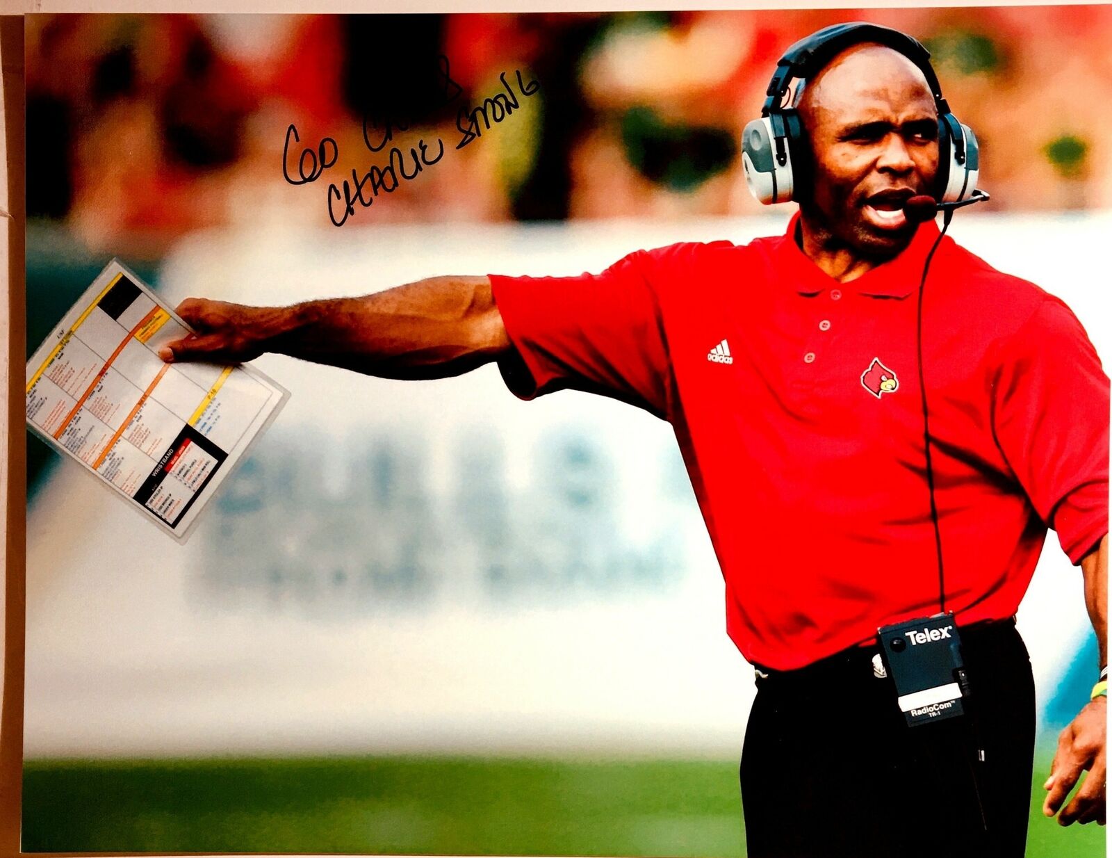 Charlie Strong Signed 8x10 Photo Poster painting Louisville Cardinals Autograph Auto