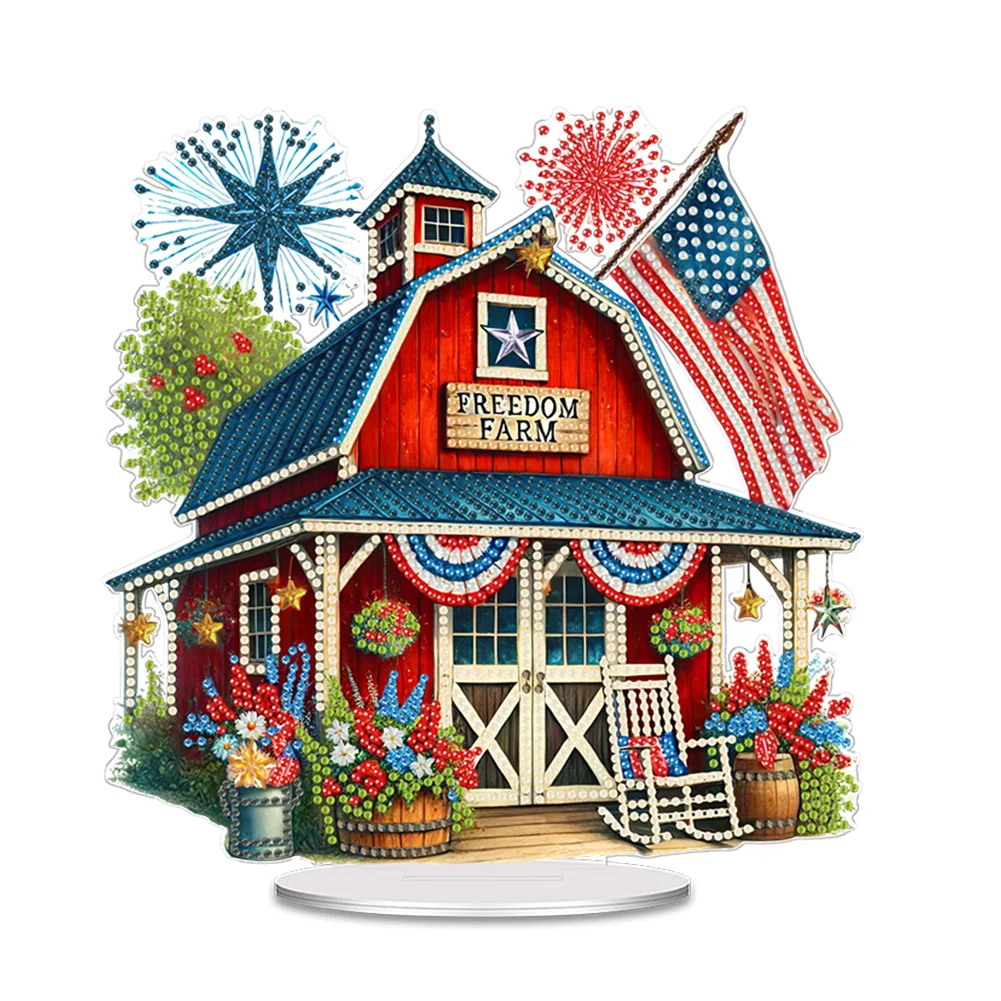 DIY Independence Day USA Cabin Table Top Diamond Painting Acrylic Ornament Kits Home Decor