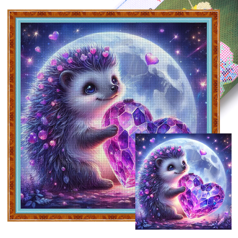Love Hedgehog Full 11CT Pre-stamped Canvas(40*40cm) Cross Stitch