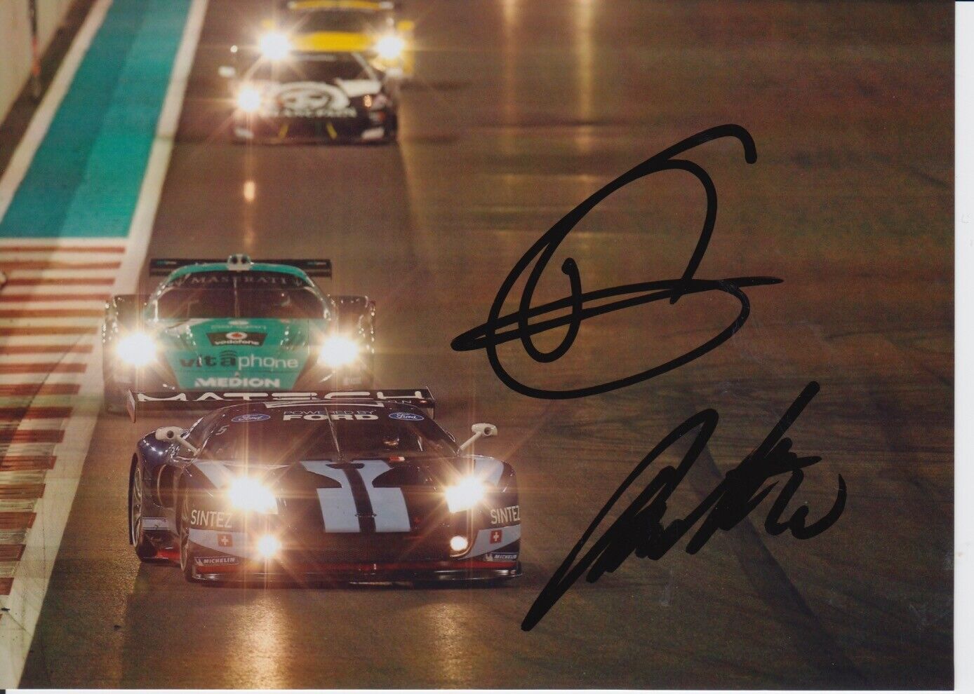 Thomas Mutsch and Romain Grosjean Hand Signed 7x5 Photo Poster painting - FIA GT Championship 9.