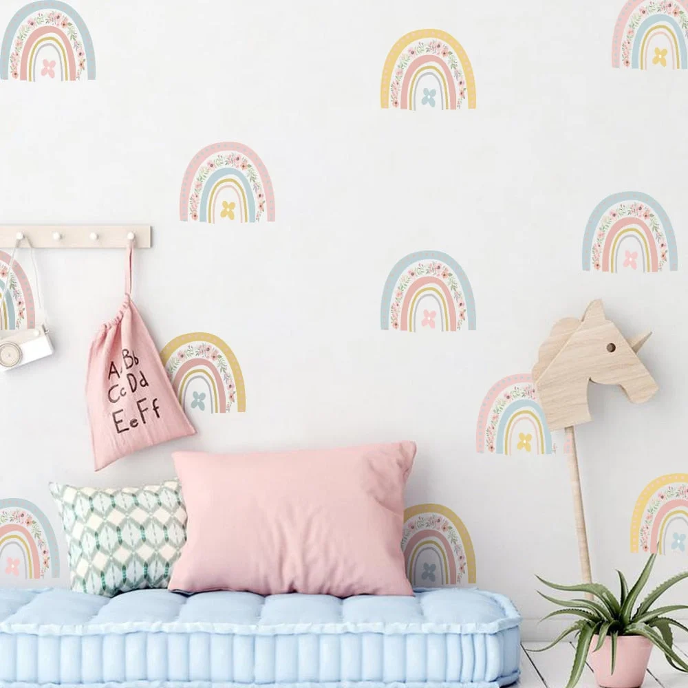 Rainbow Wallpaper On The Wall Stickers For Children's Room Ornaments Baby Room Stencils For Walls For Vinyls Decorative
