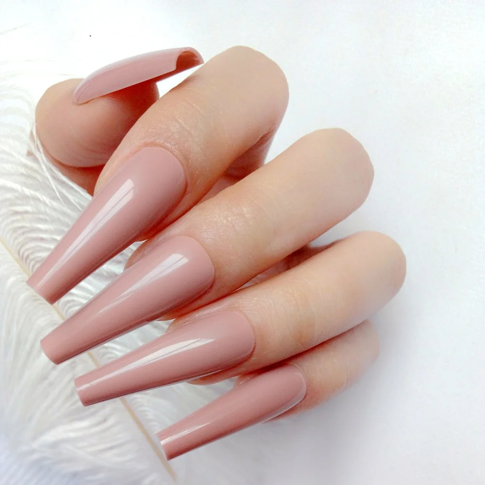 24Pcs Bright Blue Super Long Ballerina Coffin Fake Nail Artificial Press On False Nails With Jelly Glue Finger Manicure Tool-Nail Inspo