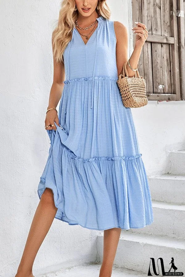 MidiSono - Casual V-neck sleeveless fresh summer loose dress