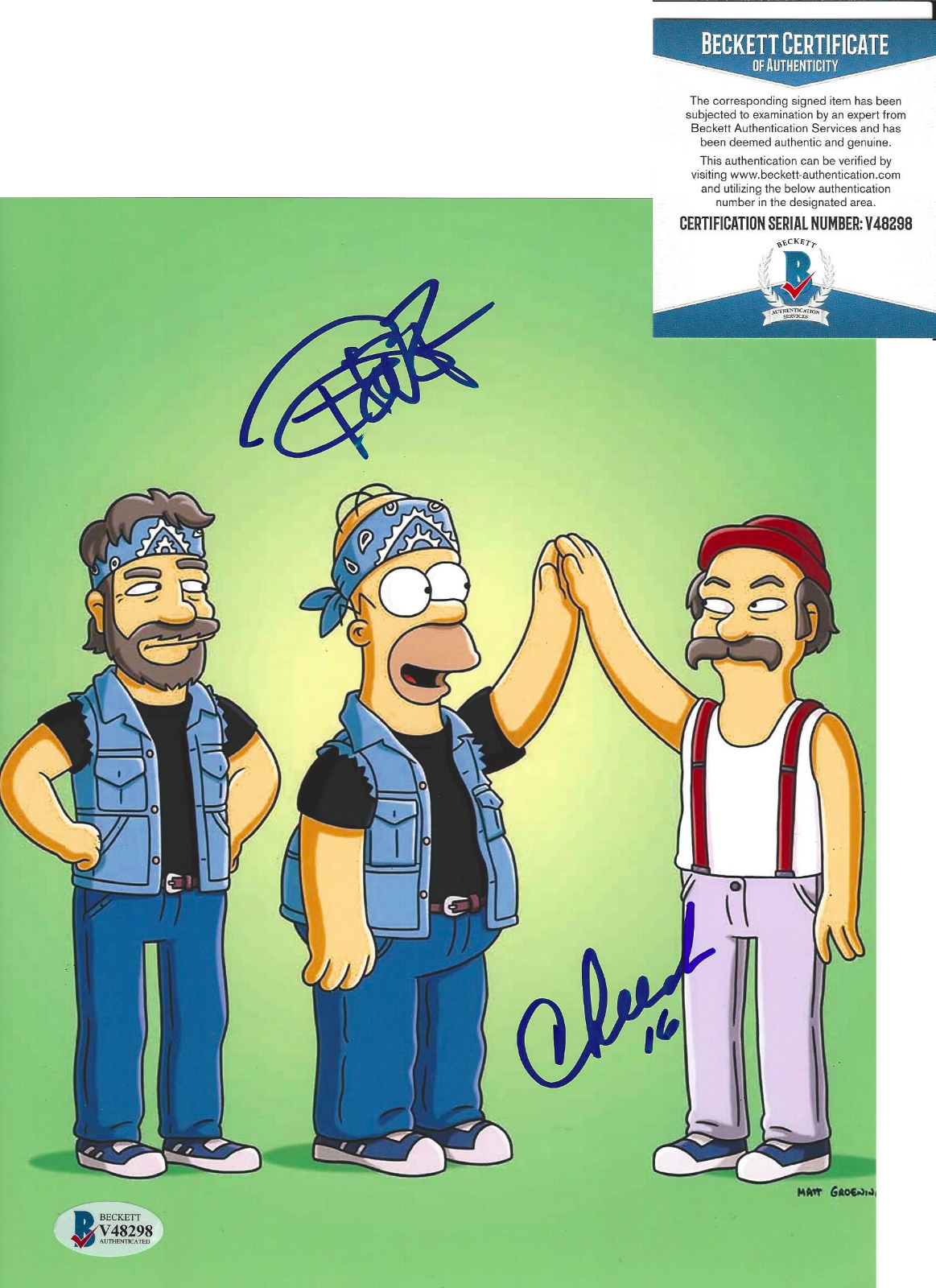 CHEECH MARIN & TOMMY CHONG SIGNED THE SIMPSONS 8x10 SHOW Photo Poster painting B BECKETT COA BAS