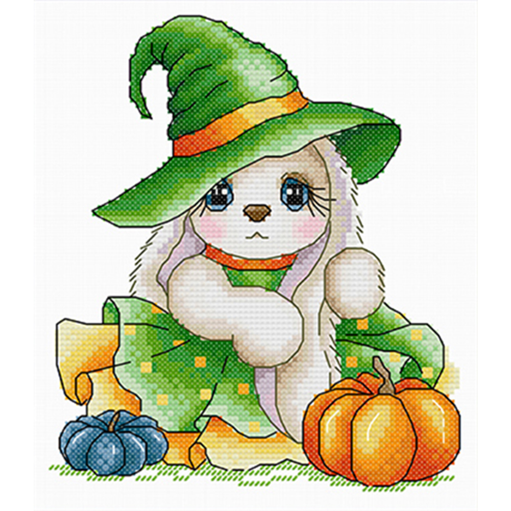 Halloween Rabbit Partial 11CT Pre-stamped Canvas(28*31cm) Cross Stitch(backstitch)