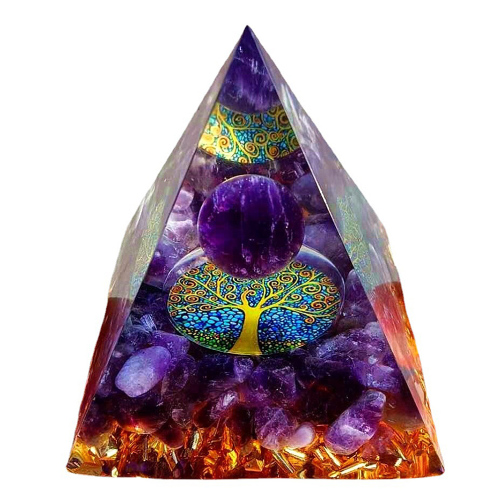 Natural Crystals Orgonite Pyramid Orgone Energy Healing Ornament Decor (G)