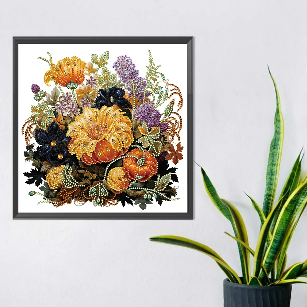 Diamond Painting - Partial Special Shaped Drill - Pumpkin Sunflower(Canvas|30*30cm)