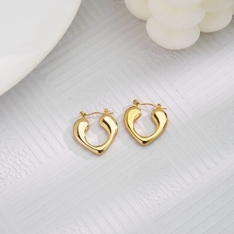 1 Pair Vintage Style U Shape Geometric Heart Shape Plating 304 Stainless Steel None 18K Gold Plated Hoop Earrings