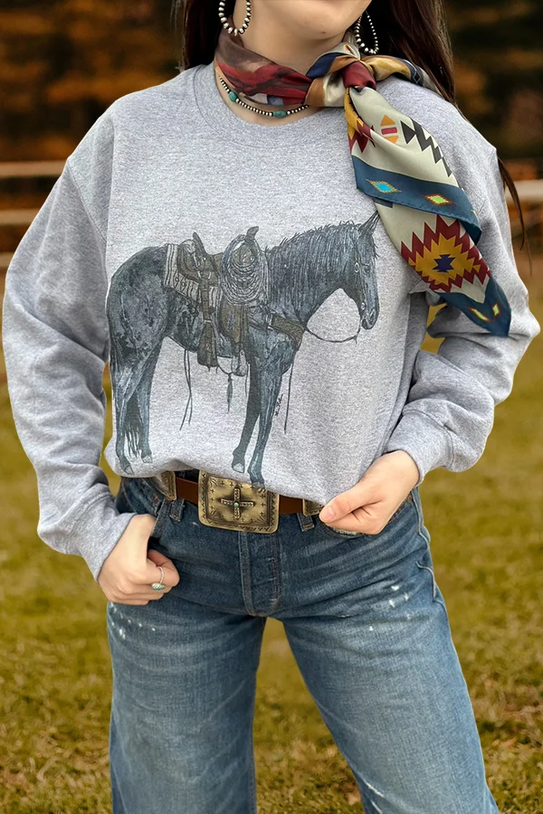 Casual Working Horse Graphic Sweatshirt