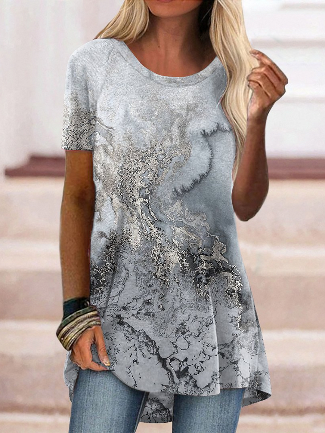 Plus size Printed Casual Short Sleeve T-Shirt