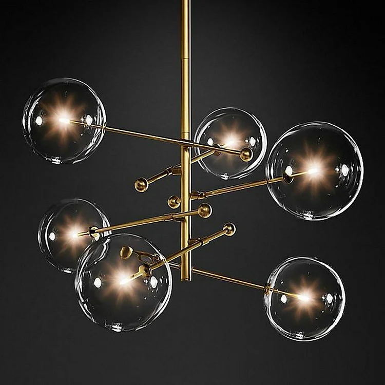 Geometrical Globe Chandelier Lamp Metal Glass Kitchen Dining Room Ceiling Light - Appledas