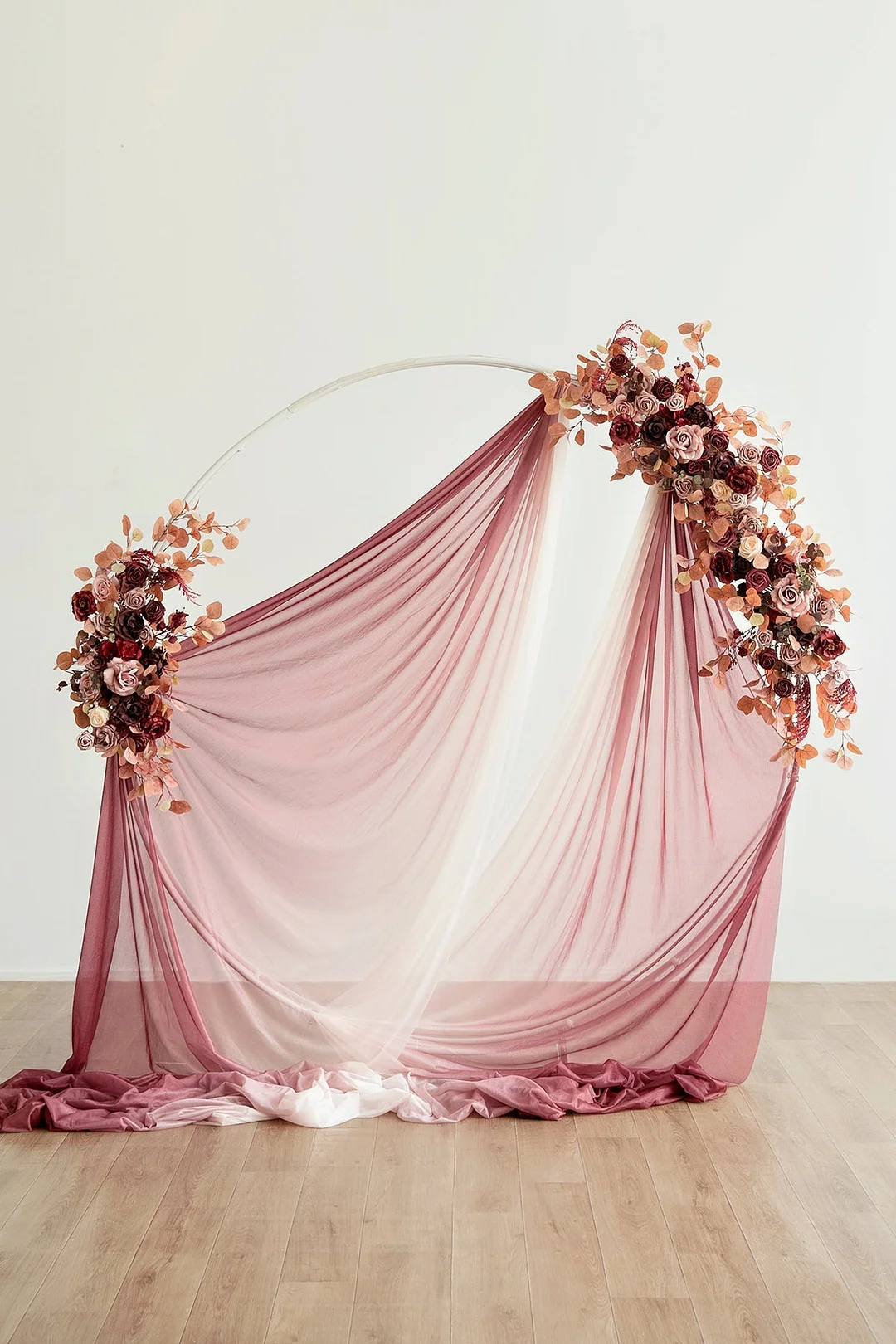 Free-Combined Round Arch Flower Decor in Burgundy & Dusty Rose