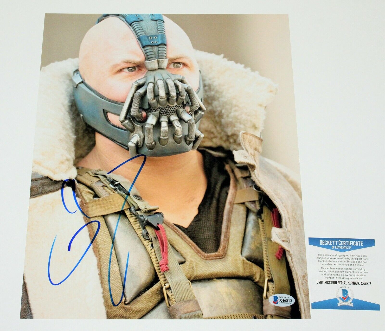 THE DARK KNIGHT RISES TOM HARDY SIGNED BANE 11x14 Photo Poster painting BECKETT COA BATMAN BAS