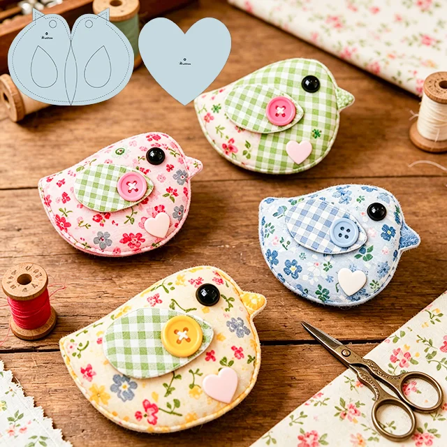DIY Heart Bird Knitting Needle Organizer Sewing Template &ndash; With Instructions