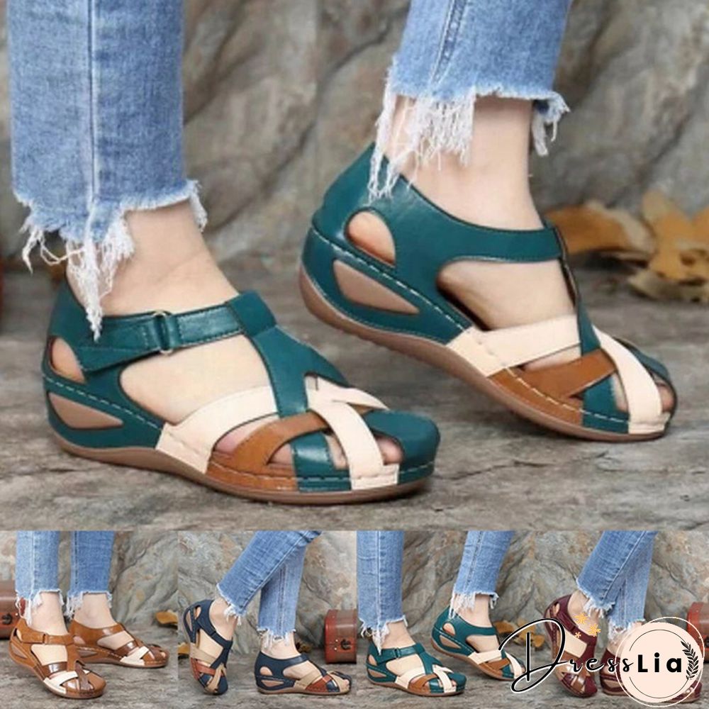 New Fashion Women Sandals Waterproof Slip On Round Female Flat Sandals Women Slippers Casual Comfortable Summer Ladies Shoes
