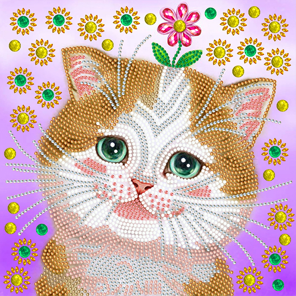 Funny Cat 30*30CM(Canvas) Special Shaped Drill Diamond Painting gbfke