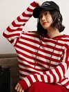 High Quality Women Cashmere Sweater For Autumn Winter 100% Cashmere Knitwear Soft Loose Hoodies Striped Pullover Female Cloth
