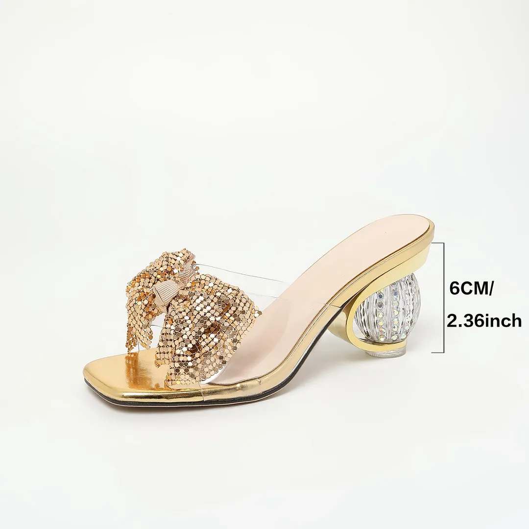 Yyvonne Sandals Drag Women Wear Exquisite Champagne-Colored Water Toe-Slender And One-Word Drag High Heels