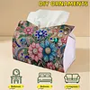 Flower Gem DIY PU Diamond Painting Tissue Box Kit Desktop Tissue Holder with Rhinestone Diamond Desk Decorative Tissue Box for Adults Desktop Storage Organizer