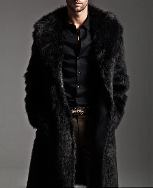 Casual Lapel Fuzzy Luxury Longline Coat Okaywear