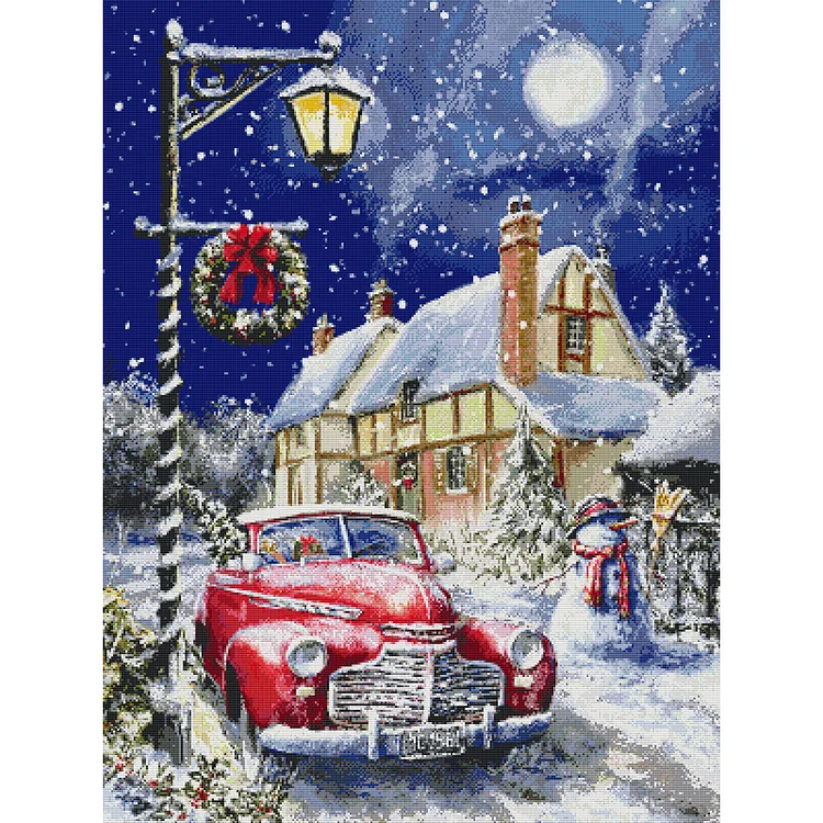 クリスマス Riina398 Joy Sunday Christmas Moon Night 14CT Stamped Cross Stitch 62