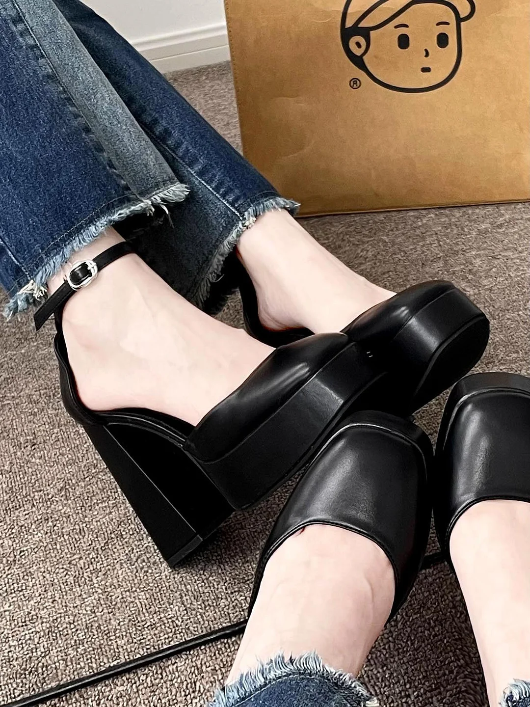 Tanguoant Tanguoant High Heel Barbie Shoes Platform Platform Thick Heel Fairy White Mary Jane Shoes Small 12Cm Wedding Dress Artifact Wedding Shoes