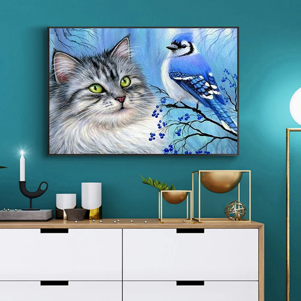 Diamond Painting - Full Round Drill - Cat Bird(40*30cm)