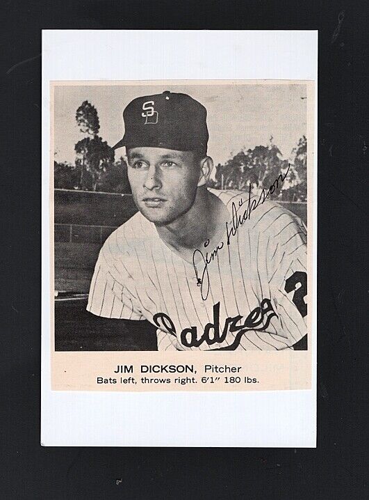 1964-PCL-JIM DICKSON-SAN DIEGO PADRES AUTOGRAPHED 4X6 PROGRAM Photo Poster painting