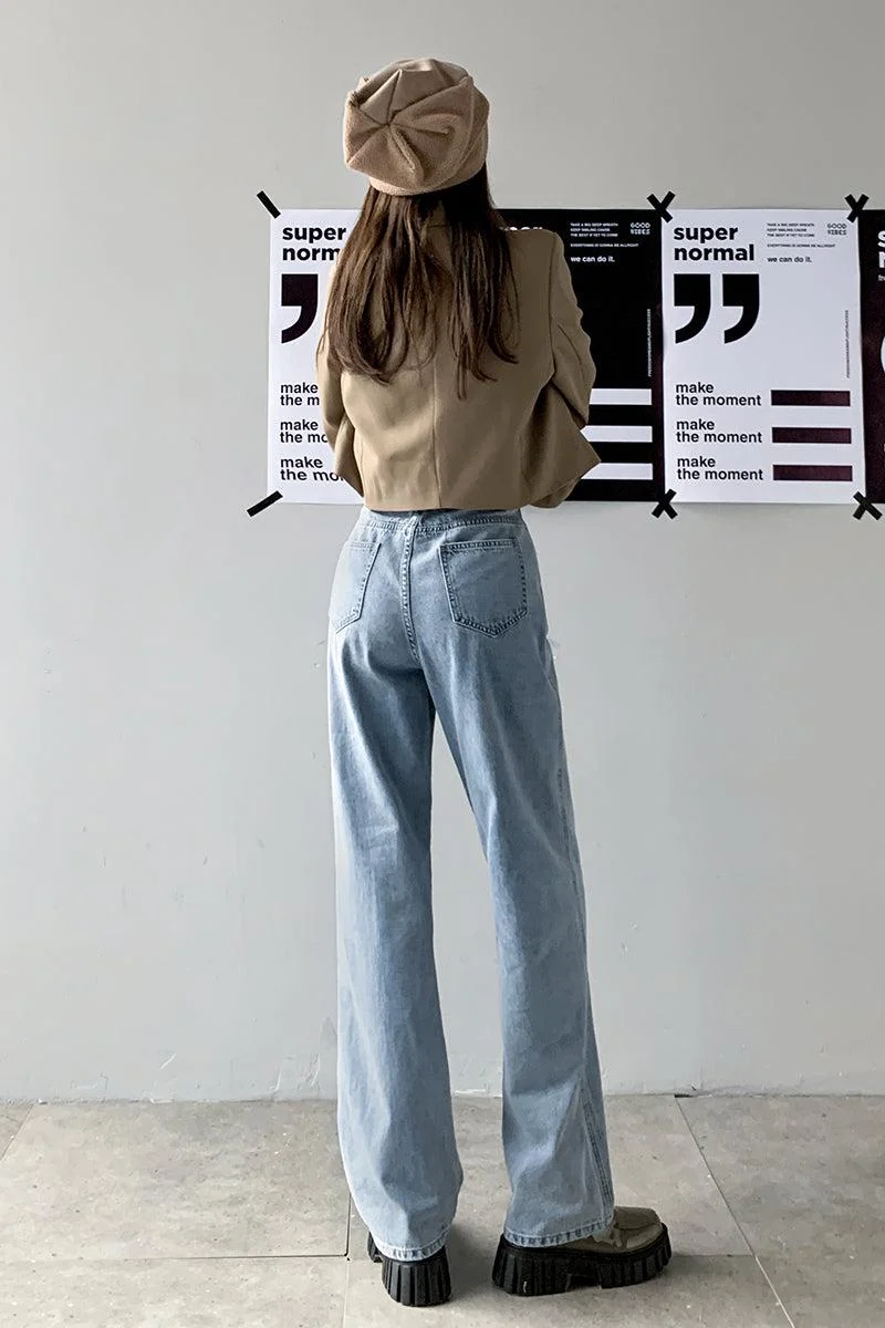 Brownm Leg High Waist Casual Jeans