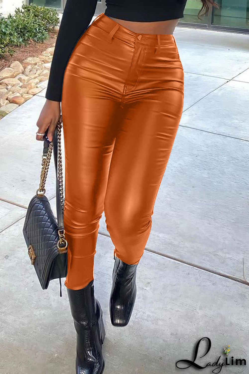 Burgundy Sexy Solid Split Joint Skinny High Waist Pencil Solid Color Bottoms