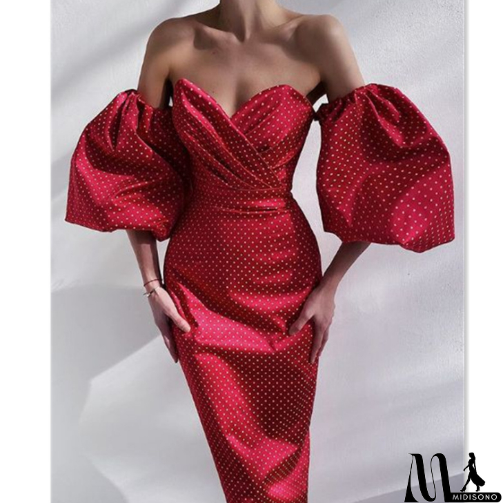 MidiSono - Women'S Sexy Polka Dot Print High Waist Dress