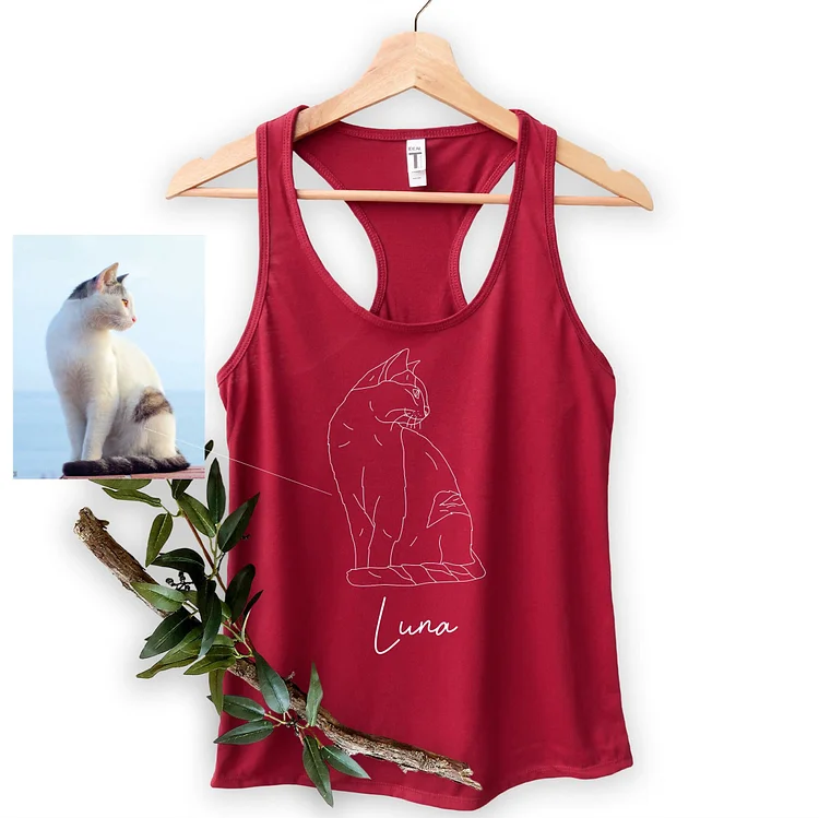 Personalized Pet Outline Portrait from Photo Tank Top