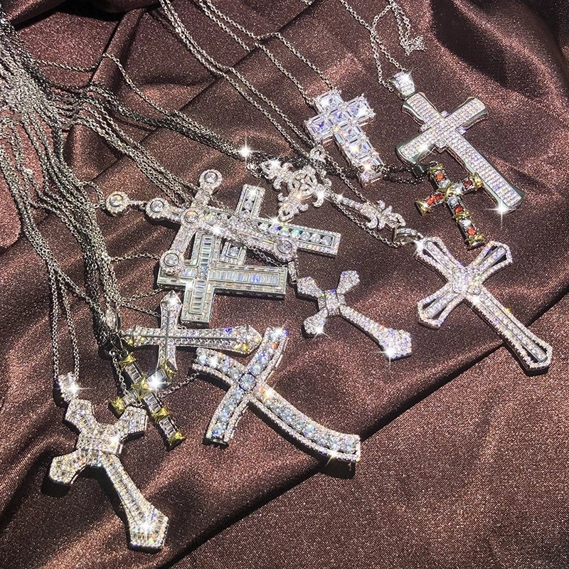 Copper Cable Chain Plating Cross Zircon Necklace