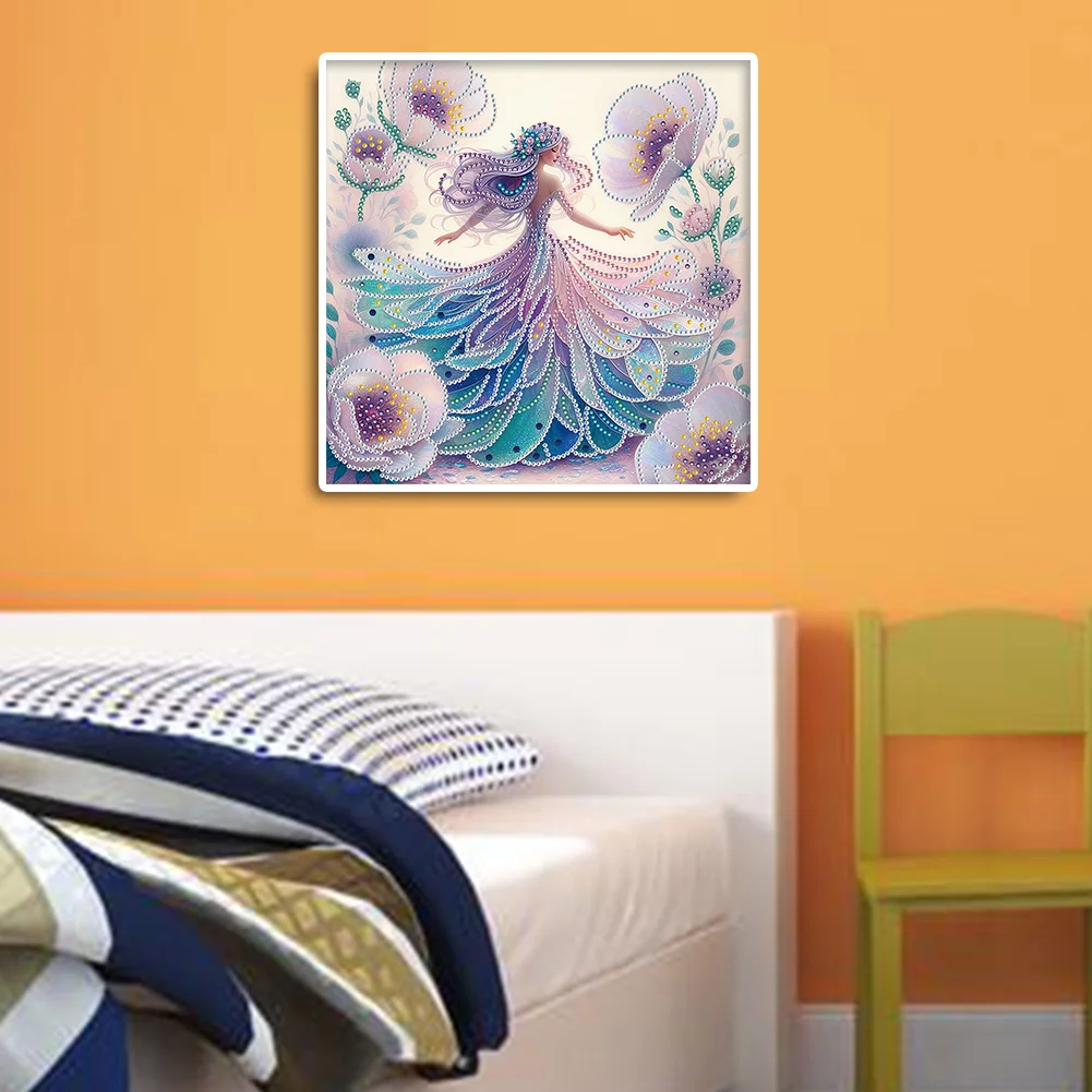 Diamond Painting - Partial Crystal Drill - Flower Girl(Canvas|30*30cm)