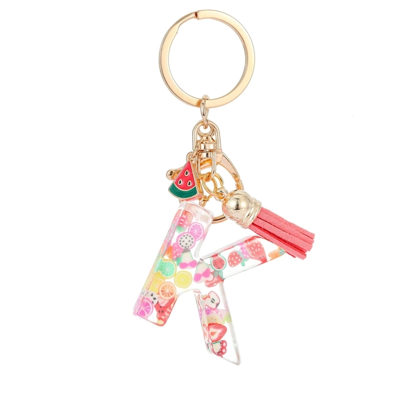 Cute Letter Tassel Watermelon Resin Unisex Keychain