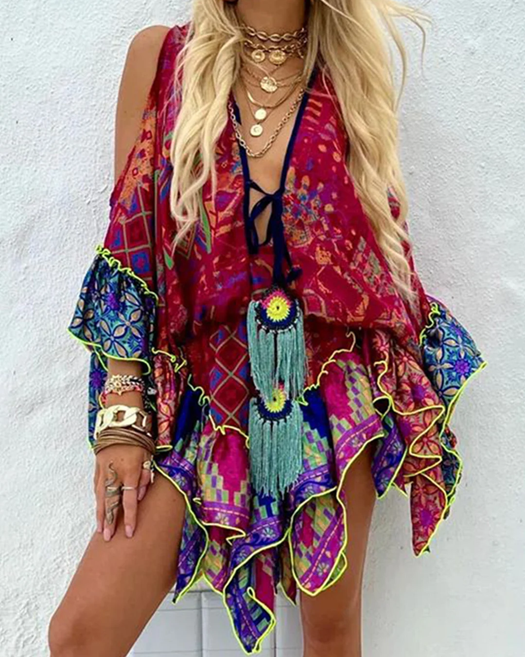 Bohemian Vacation Printed Dress  ae1b