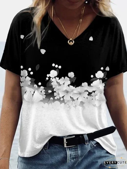 Casual V-neck Short Sleeve Pullover Top
