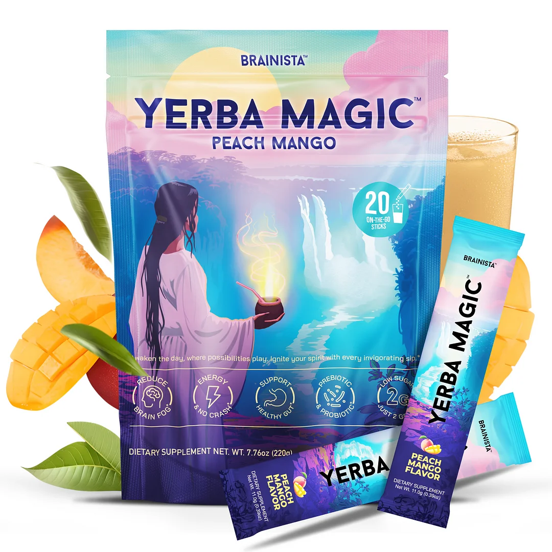 Yerba Magic | Yerba Mate Instant Tea Powder | Peach Mango Flavor | 30 Servings