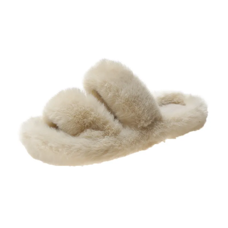 Breakj Breakj Autumn And Winter New Plush Slippers Women Home Warm Cotton Slippers Casual Fashion Wearing Hair Slippers Women