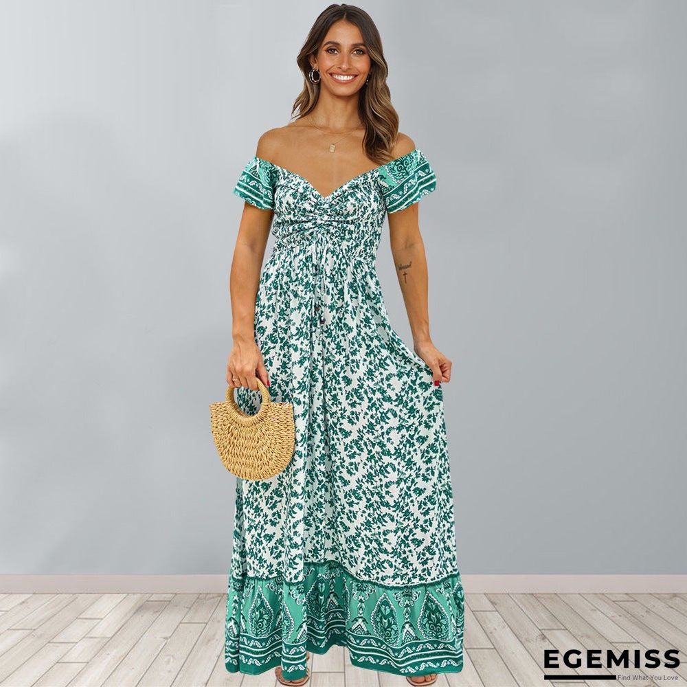 Broken Flower Open Back Waist A-shaped Women's Dress | EGEMISS