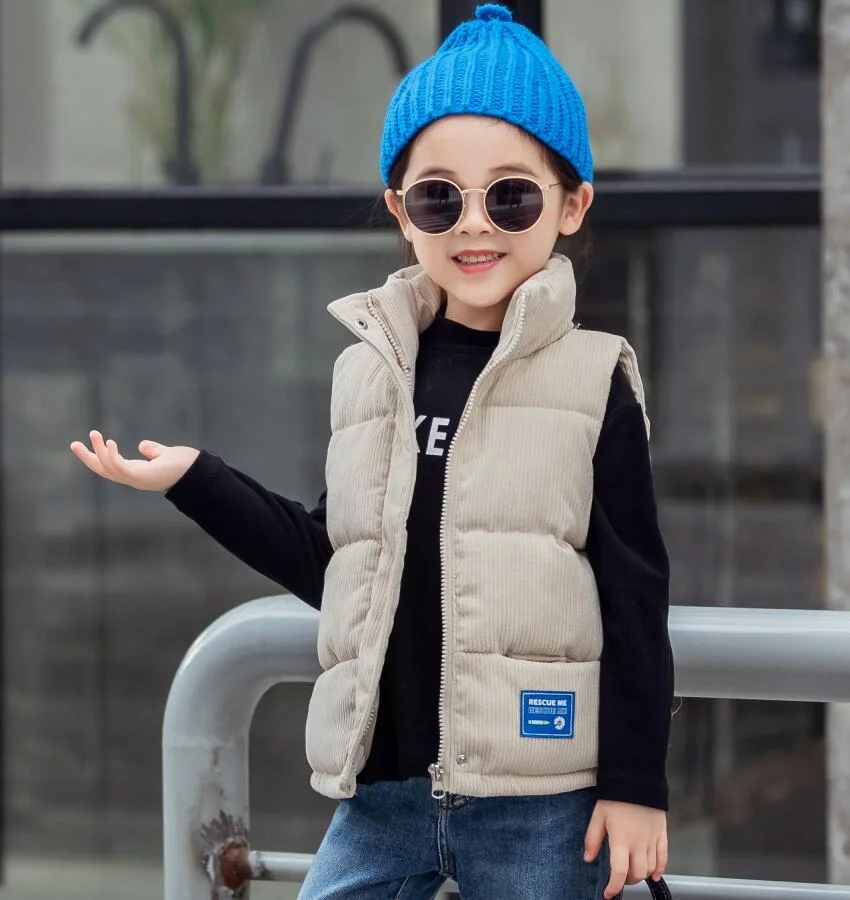 2021 New Children's Autumn  Cotton Jackets Vest To Keep Warm Boys And Girls Solid Color Casual Kids Vest For 3-10 Years