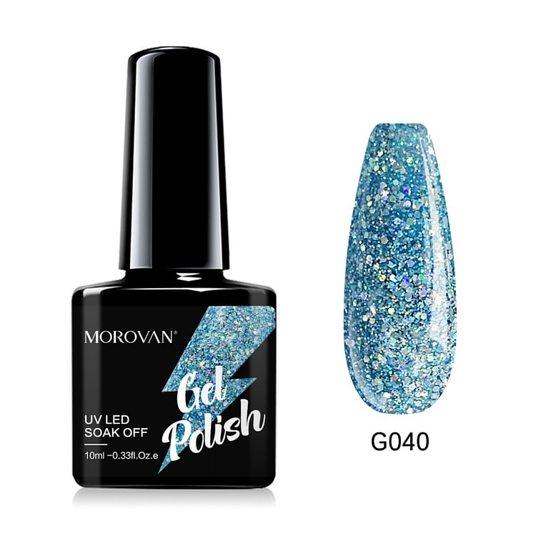 Morovan Sky Blue Glitter Gel Nail Polish  G040