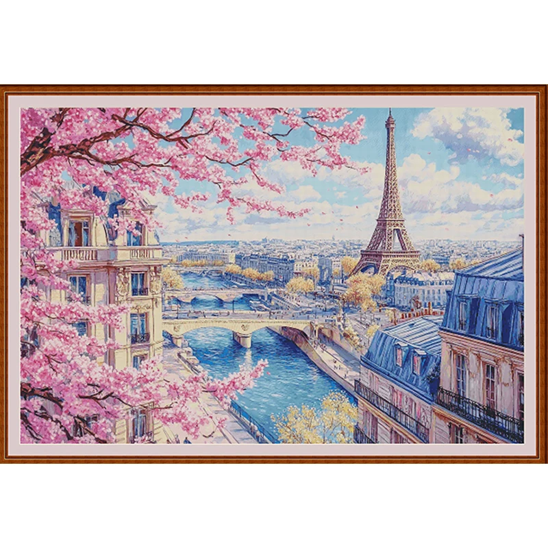 【Fairy Brand】Paris 14CT Pre-stamped Canvas(120*85cm) 149 Colors Egyptian Cotton Cross Stitch