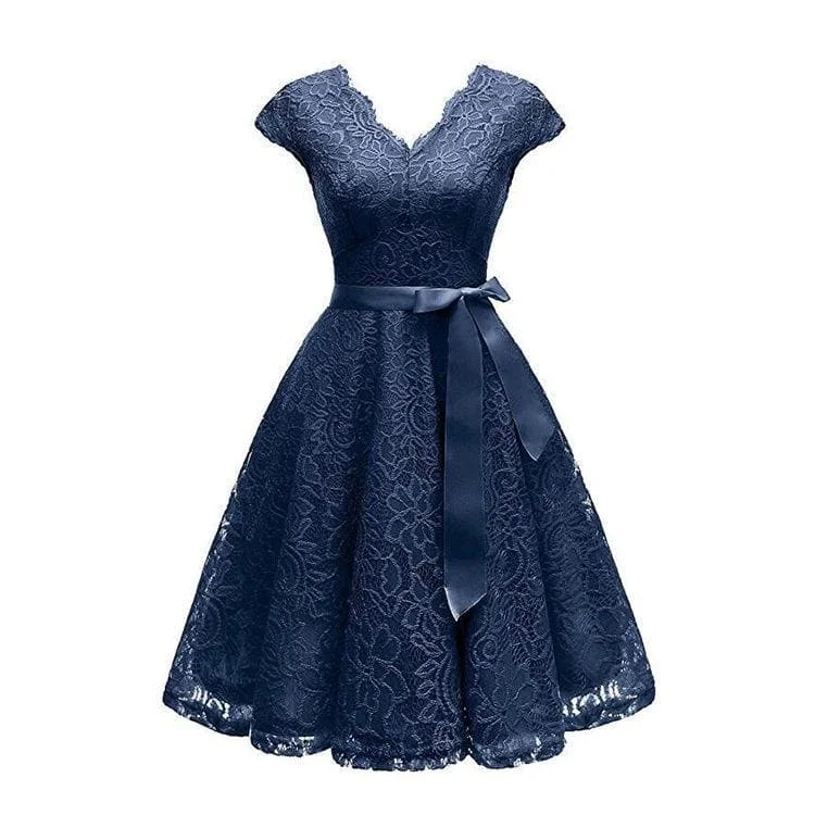 5 Colors Elegant Floral Lace Dress SP14459