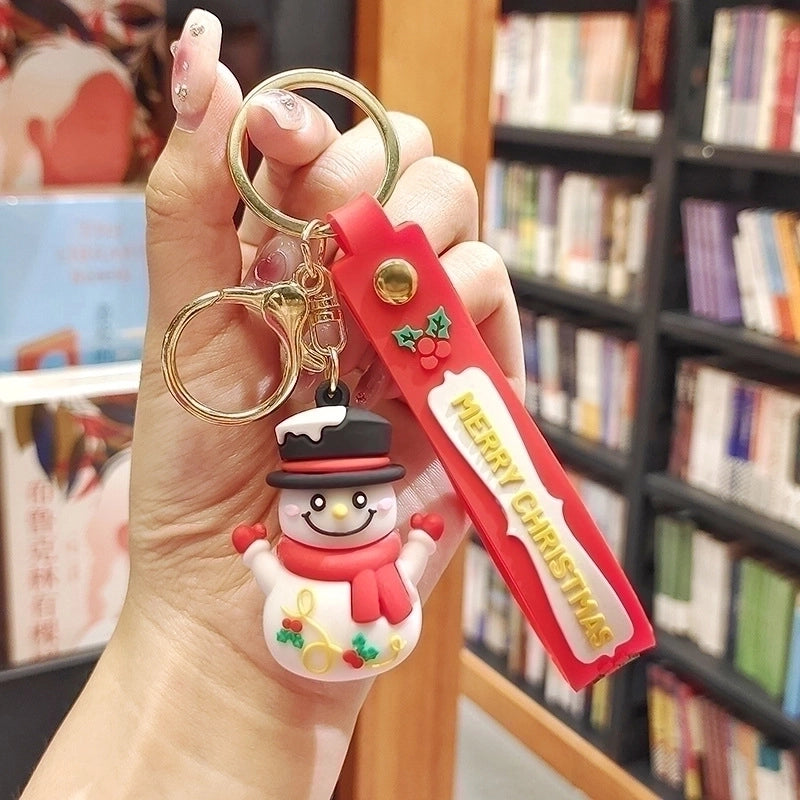 Cute Christmas Tree Santa Claus Elk PVC Metal Christmas Women’s Bag Pendant Keychain