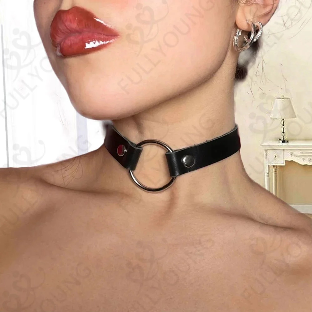 Billionm Fullyoung Gothic Choker Necklaces Women Girls Rivet Leather Necklace Rock Kpop Punk Neck Collars Black Choker Necklace Collar